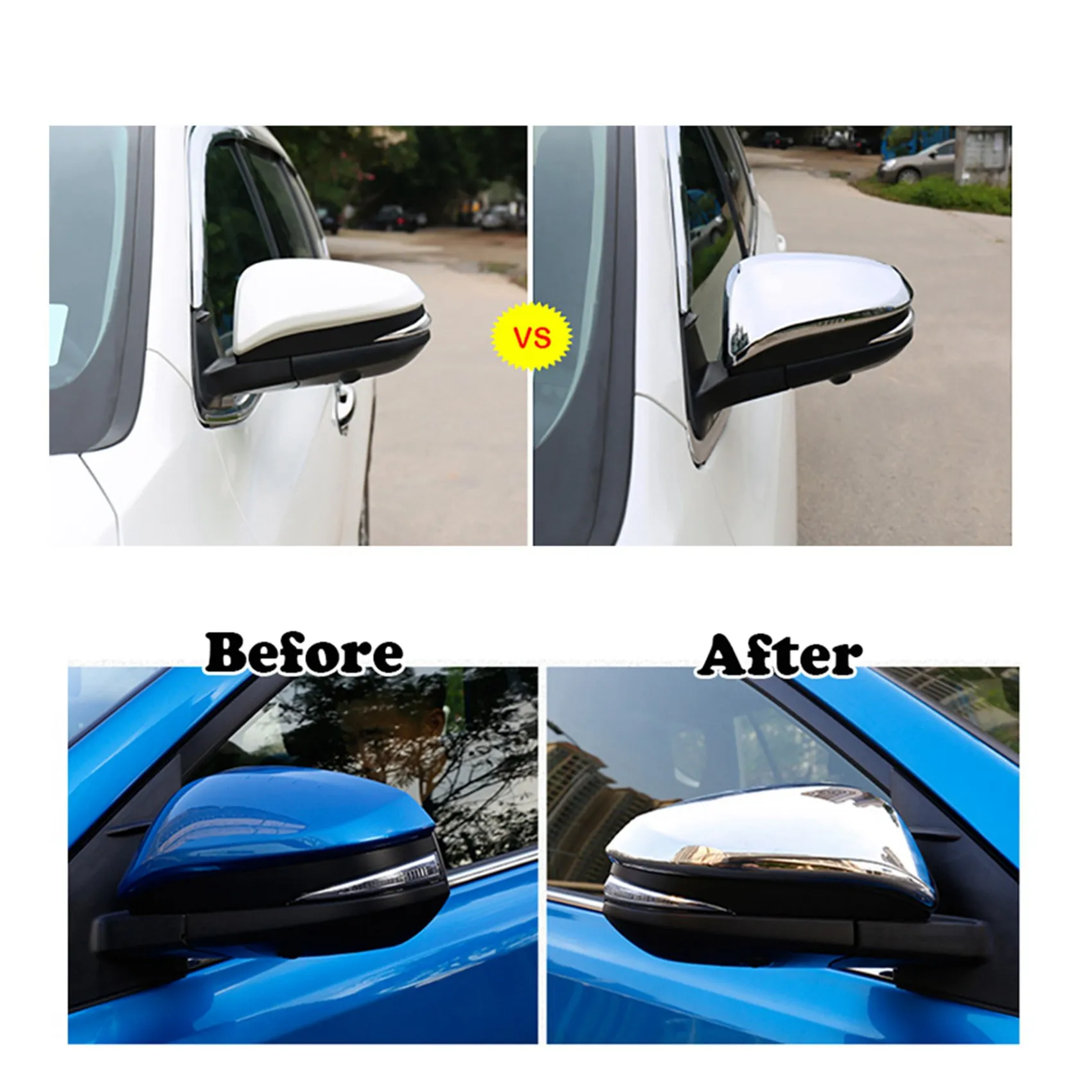 3X Car Rear View Mirror Decoration Side Door Mirror Cover Cap For Toyota Hilux Revo Vigo Fortuner Highlander RAV4 Innova