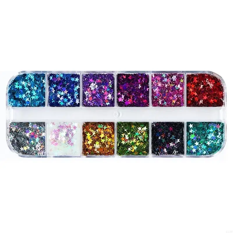 12Grid Five-pointed Star Sequins Size 3mm Mixed Jewelry Resin Drop Filled Sequins 3D Sequins