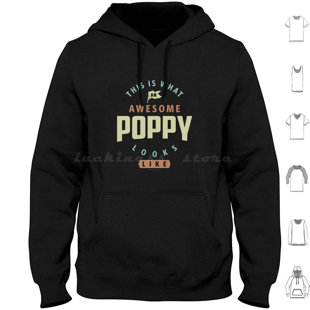 Awesome Poppy Hoodie cotton Long Sleeve Poppy Pops Pop Poppa Poppop Opa Grandfather Fathers Day Grandparents Day Funny