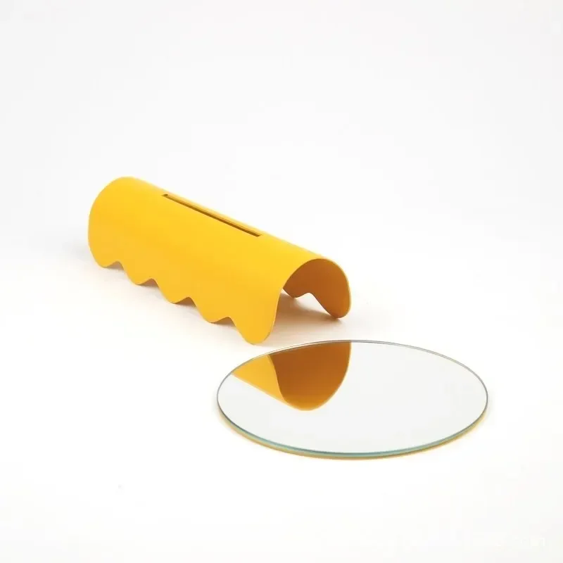 Danish minimalist, modern Memphis style countertop decoration, embedded hotel mirror