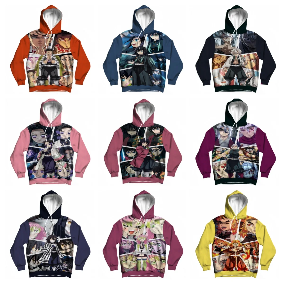 

2025 New Demon Slayer Nine Swordsmen Anime Hoodie Fashion 3D Printing Autumn/Winter Pullover Hoodie Casual Street Y2k Trendy Top