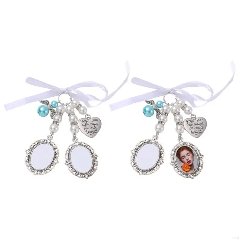 D5QB Diy Lace Frame Wedding Charm Oval Aluminum Sheet Photo Frame Pendant