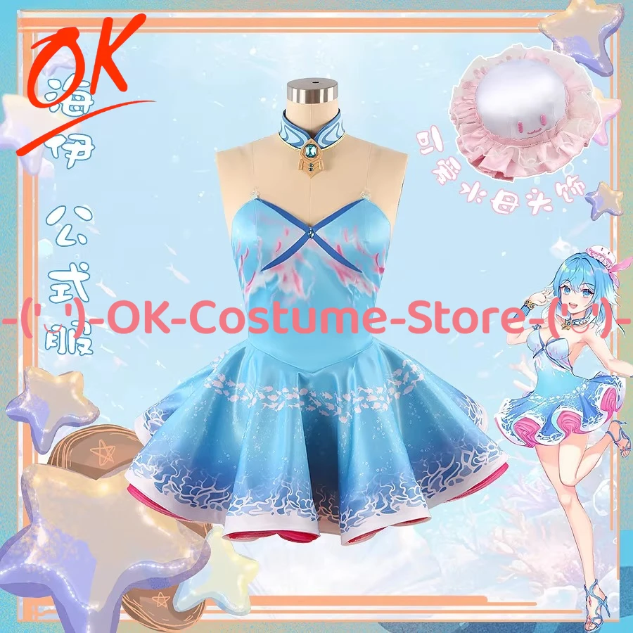 

[Индивидуальный размер] Костюм для косплея Haiyi Medium⁵ 5, платье виртуального певца Blue Ocean, комплект с шляпой, униформа для Хэллоуина и карнавальных вечеринок
