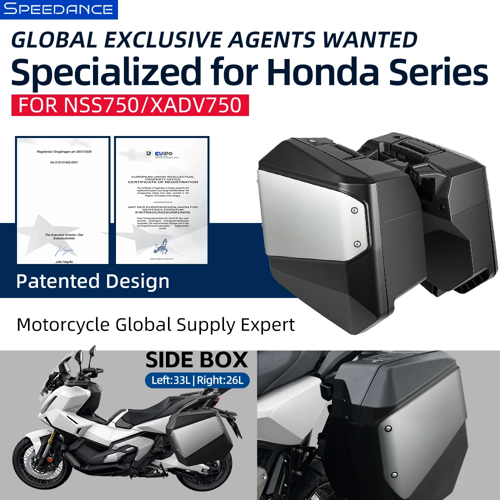 for Honda XADV750 Side Cases Left 33L & Right 26L, Original Motorcycle Key Lock - Secure & Convenient 2022-2026