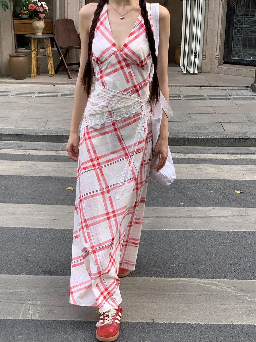 

Юбка трапециевидной формы с высокой талией, женская летняя новая юбка с кружевной занавеской, красная персональная юбка с нейлоновым полиэтиленовым вырезом для поездок на работу...