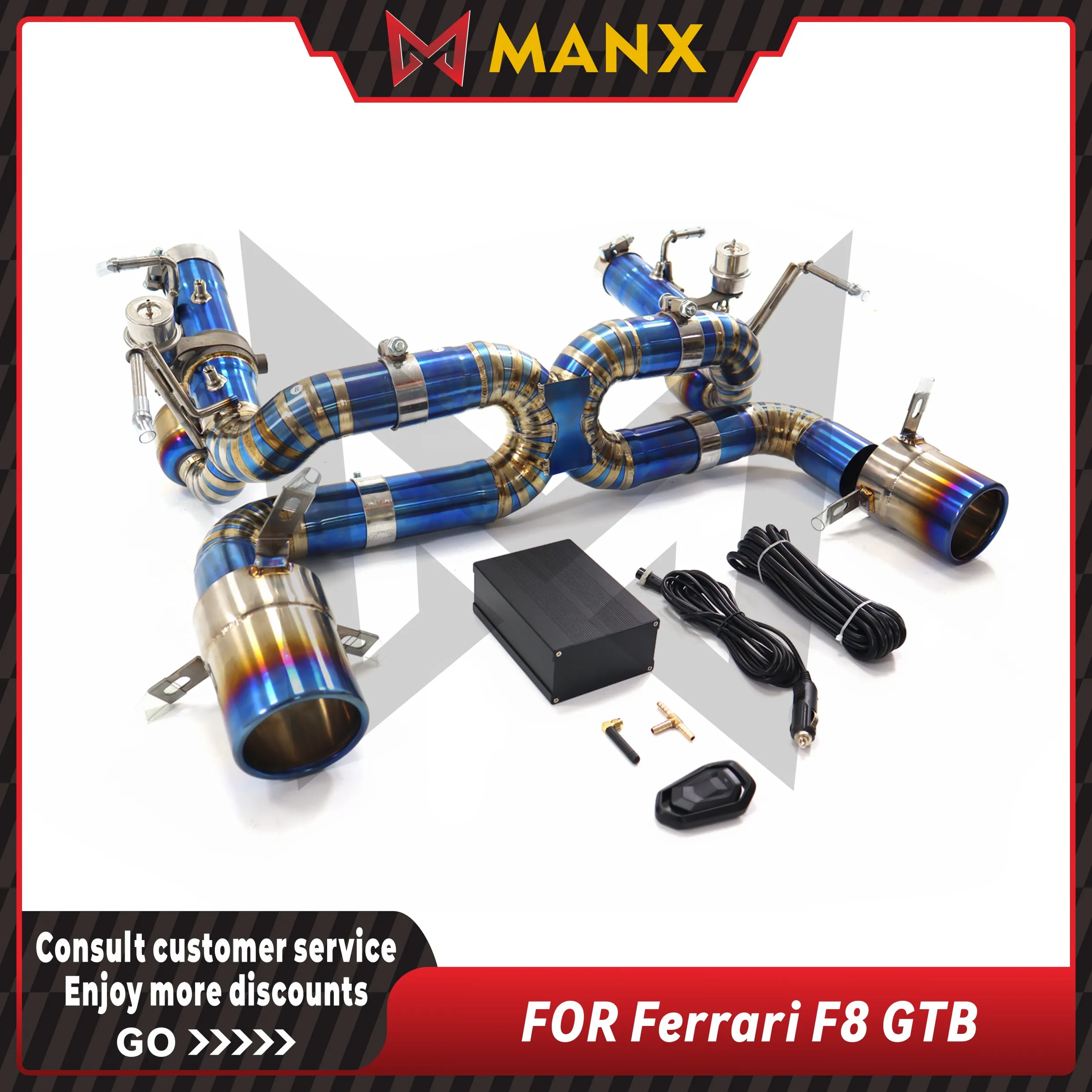 Suitable for Ferrari F8 GTB Ti alloy Catback Performance Exhaust System Muffler With Valve And Tips Lossless installation