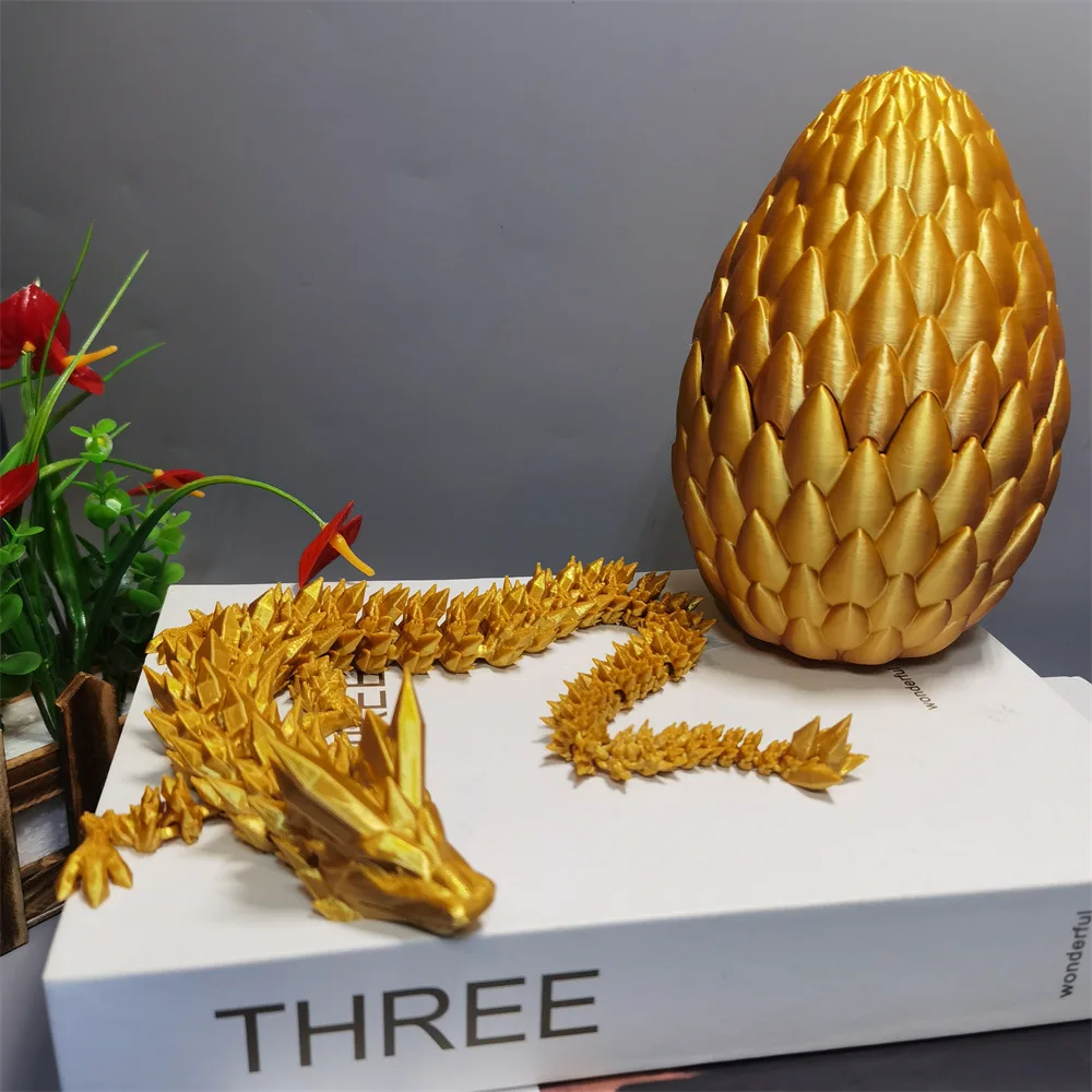 3D Printed Dragon Egg Articulated Egg Toy with Flexible Pearly Sheen Dragon 3D Printed Gift Toy Figurine Decor Statue