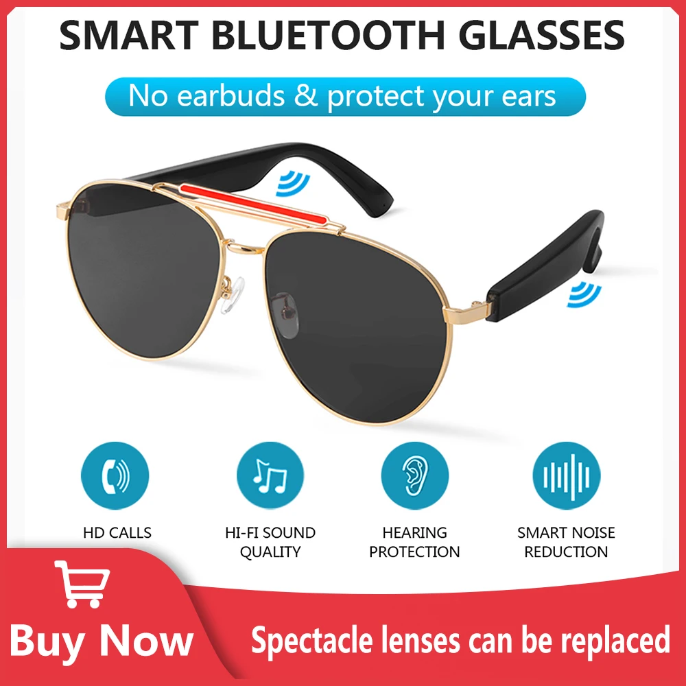 Newest Bluetooth Headphones Smart Glasses Replaceable Prescription Lenses Call Music Anti Blue Light Glasses With Sports Glasses