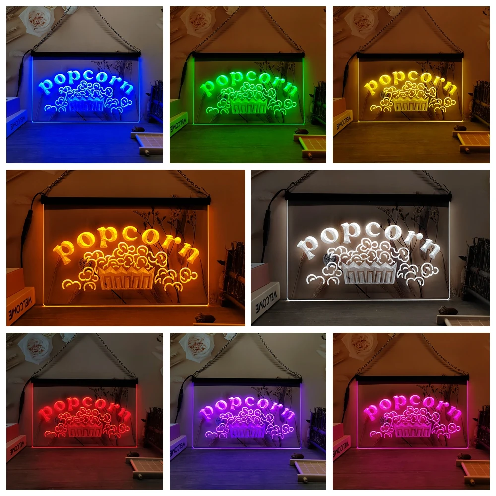 Popcorn Shop Snack Cafe Lure-3D Carving LED Neon Sign Home Decor Wall Wedding Creative Bedroom Desk