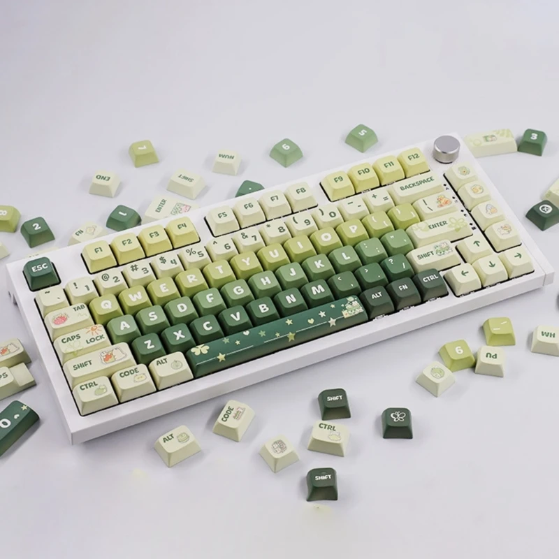 

Колпачки для клавиш PBT, 133 клавиш, зеленая тема, сублимационная XDA механическая клавиатура, колпачок для клавиш MX, персонализированные коричневые переключатели
