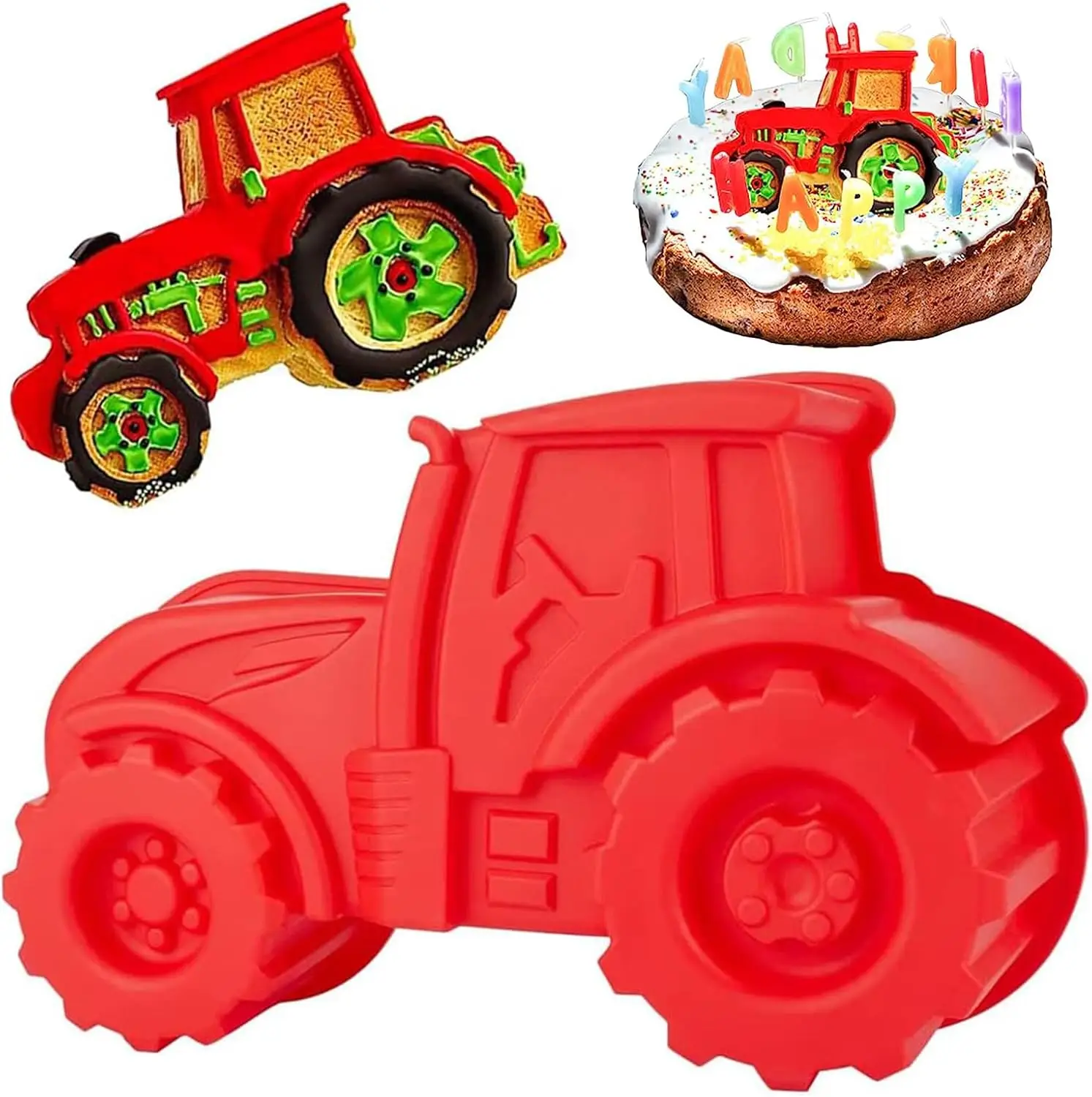 3D Tractor Silicone Baking Moulds DIY Car Cake Pan Tractor Cake Decorations for Party Cakes Bread Chocolate Dessert Pudding