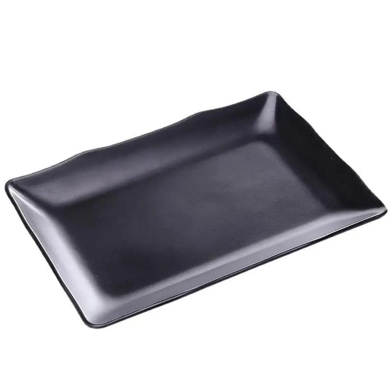 Melamine Plate Black Rectangular Barbecue Restaurant Tableware