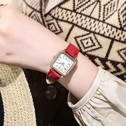 Montre décontractée avec bracelet en cuir pour femme, boîtier à cadran carré, montre-bracelet pour femme, cadeau d'horloge, nouvelle mode, A, 2023