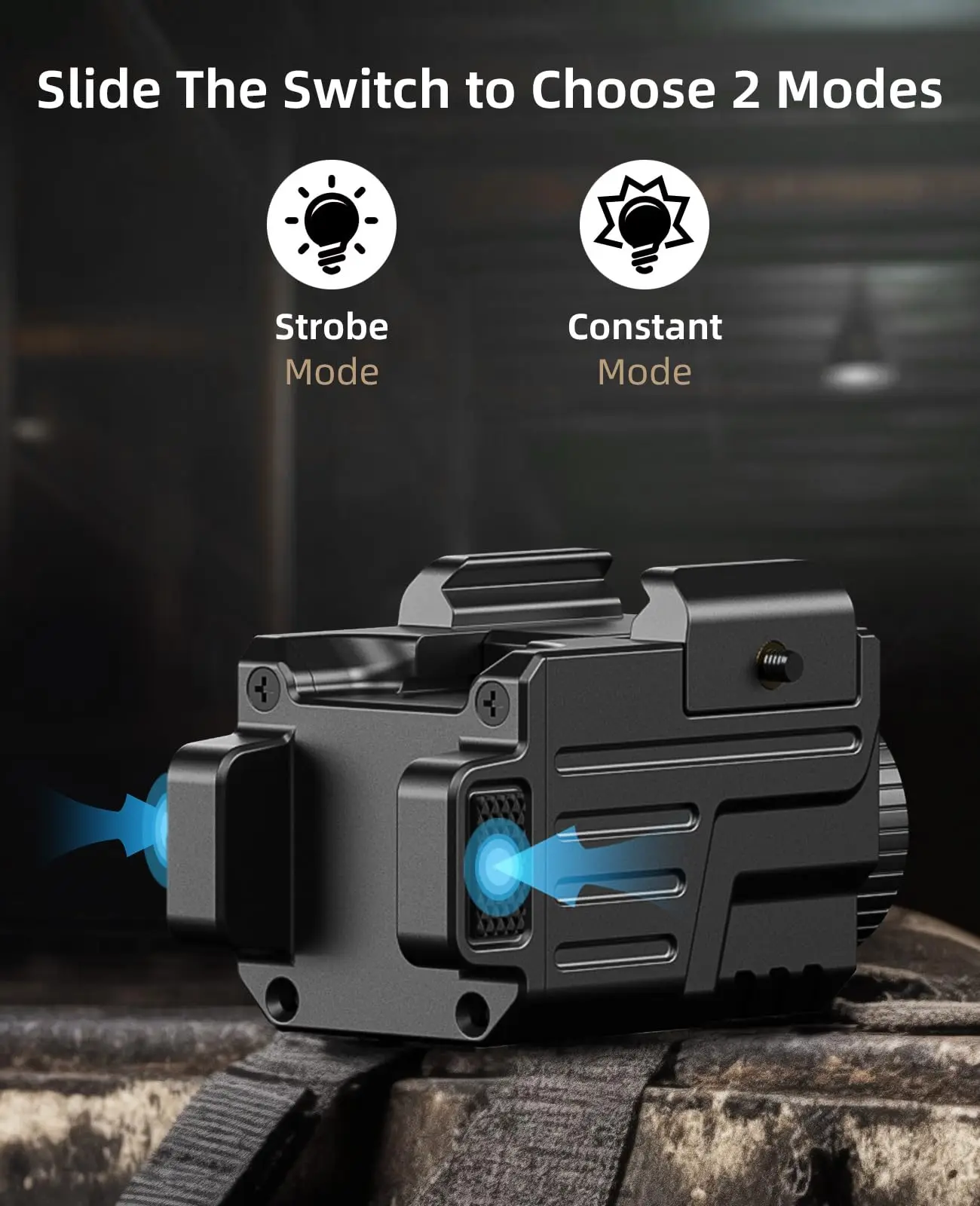 

EZshoot 800 Lumens Pistol Flashlight Picatinny GL Rails Compact Pistol Light Slide Rail Rechargeable Tactical Strobe Mode