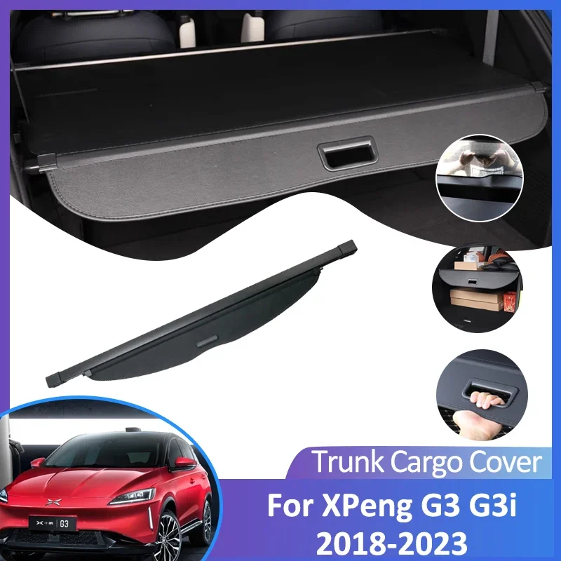 

For XPeng G3 G3i 2018~2023 Car Trunk Cargo Cover Retractable luggage Curtain Car Accessories Shield Sunshades Storage partition