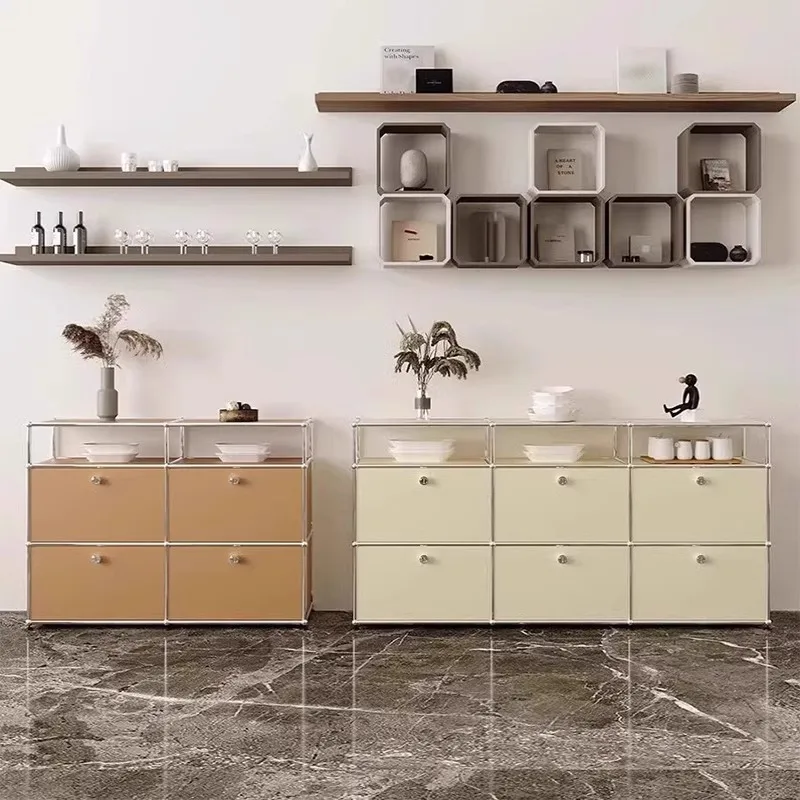Medieval stainless steel side cabinet module  modern simple TV cabinet storage chest living room storage cabinet