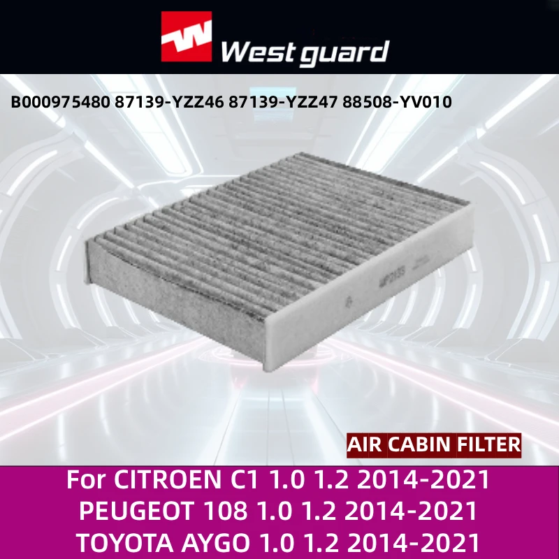 

For CITROEN C1 1.0 1.2 2014-2021 PEUGEOT 108 1.0 1.2 2014-2021 TOYOTA AYGO 1.0 1.2 2014-2021 WESTGUARD Cabin Air Filter MK30104