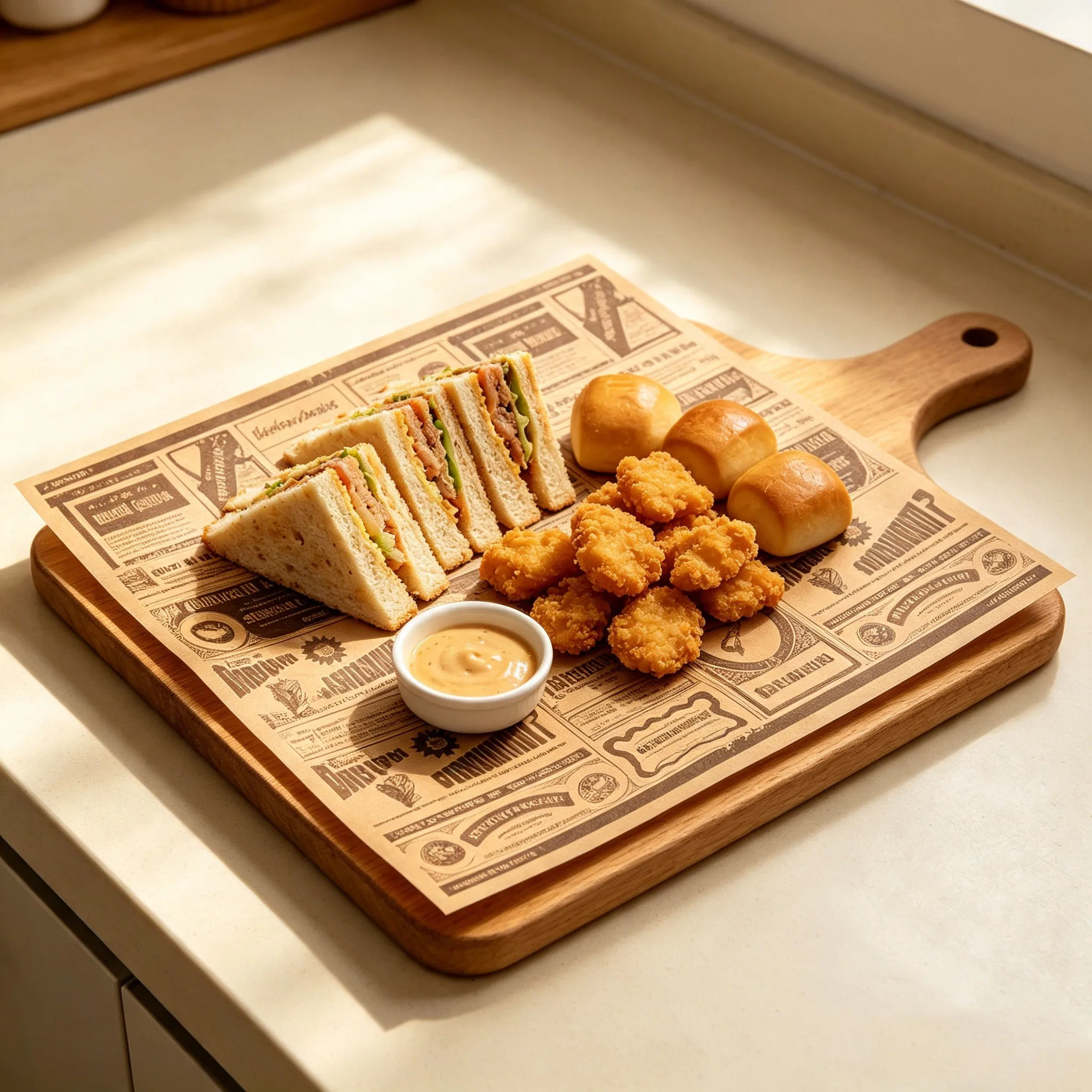 Vintage Newspaper‑Pattern Kraft Oil‑Proof Wrapping Paper, Thickened Baking Paper, Suitable for Hamburgers and Sandwiches