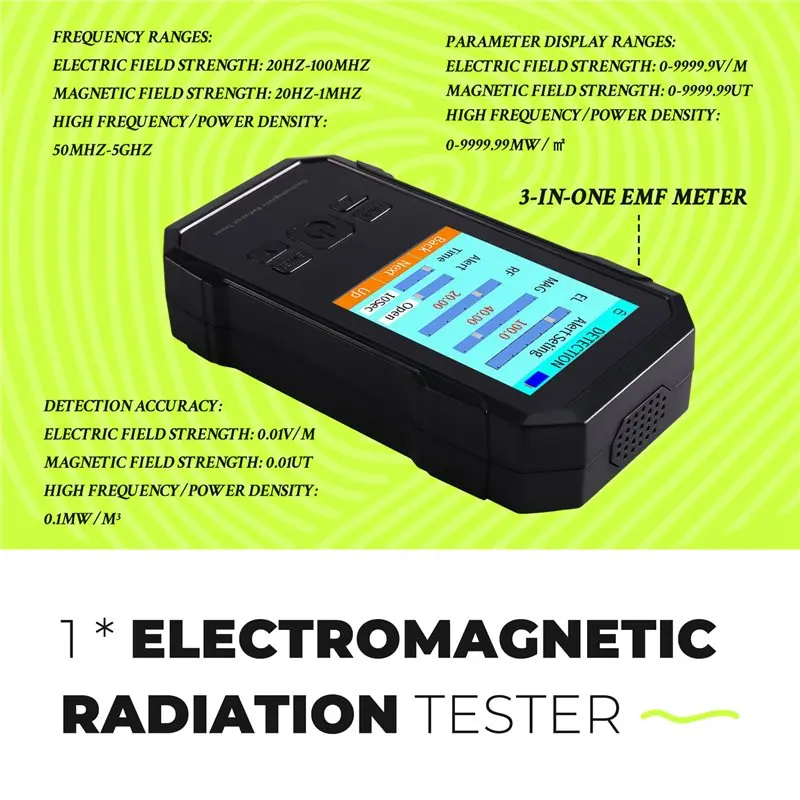 [NEW!A25P】 Handheld 3-In-One EMF Meter For RF Radiation Detection Electric Field Magnetic Field For Electromagnetic Radiation