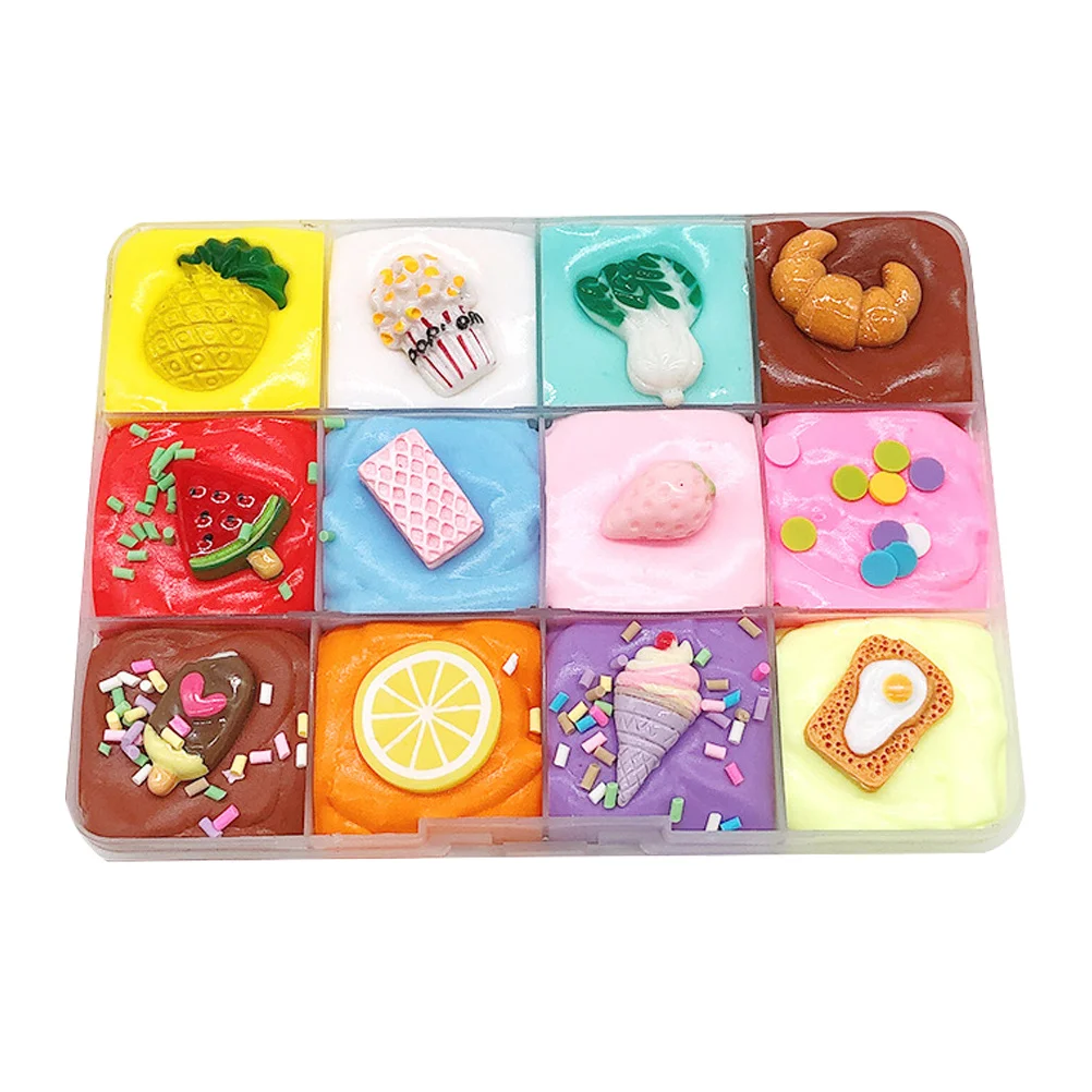 

12 Colors Fruit Clay Stress Relief Plasticine Non- Plasticine DIY Cotton Mud Birthday Gifts Party Favor