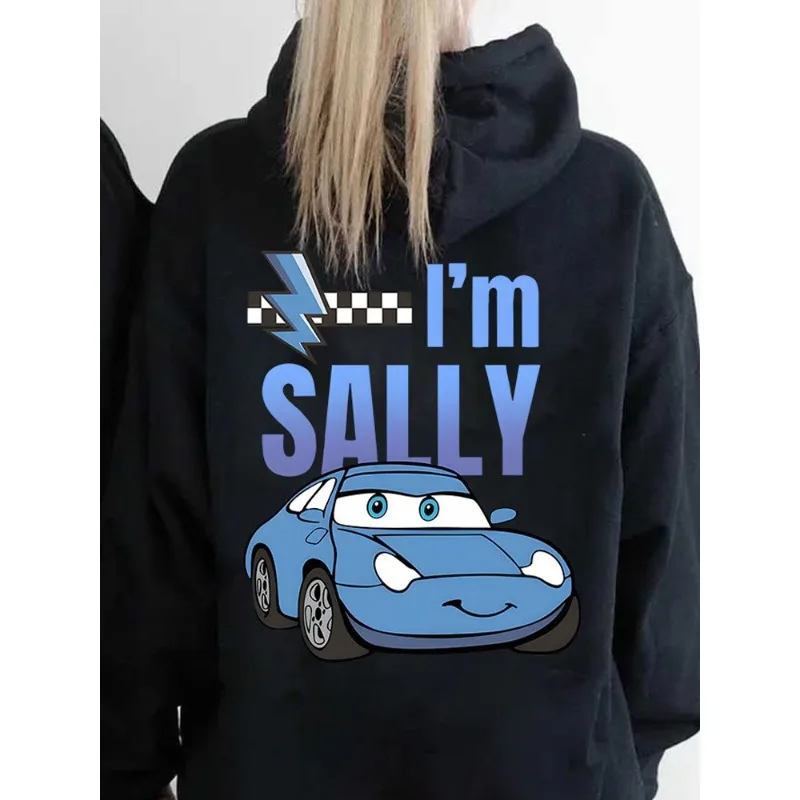 ディズニー カー カップル フード付きスウェットシャツ ライトニング・マックィーン&サリー プリント 四季対応 速乾性トップス 男女兼用