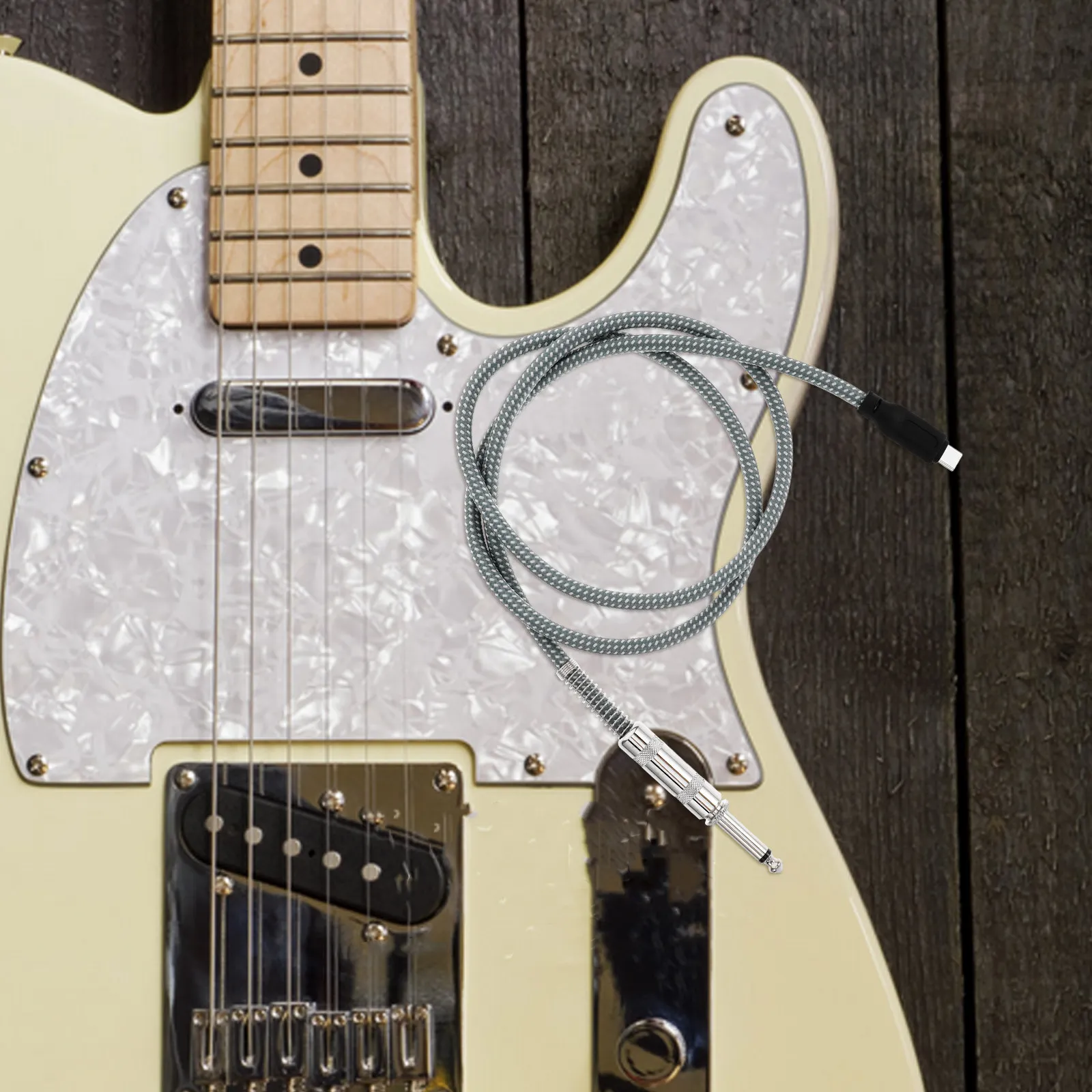 

Аудиокабель 6,35 мм (штекер) - Type-C (штекер) для электрогитары, смартфона, компьютера, записи и выступлений, USB-C