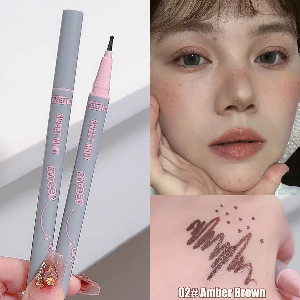 Stylo de maquillage liquide réaliste naturel, stylo à tête ronde légère, stylo à fausse tache de rousseur, stylo à points pour le visage, stylo à taupe, imperméable, longue durée