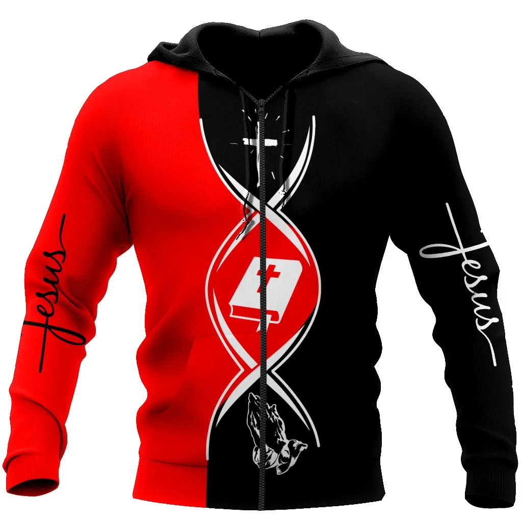 

Men's Zipper Hoodies 3D Printed Jesus Cross God New High-quality Cool Harajuku Knights Templar Long Sleeve New Pullover for Men