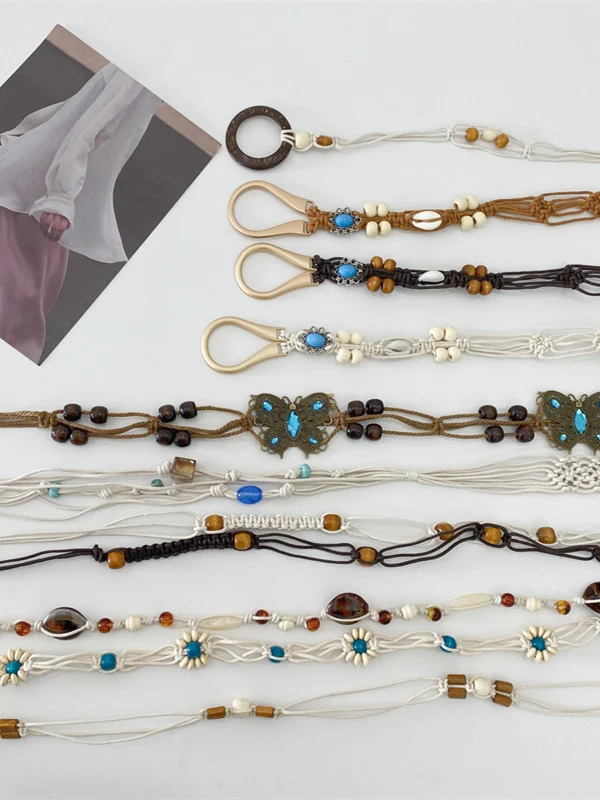 

Простой коричневый пояс Sli для женщин в тон юбок с завязанной кисточкой, тканый дизайн, универсальный аксессуар на талии для молодежи