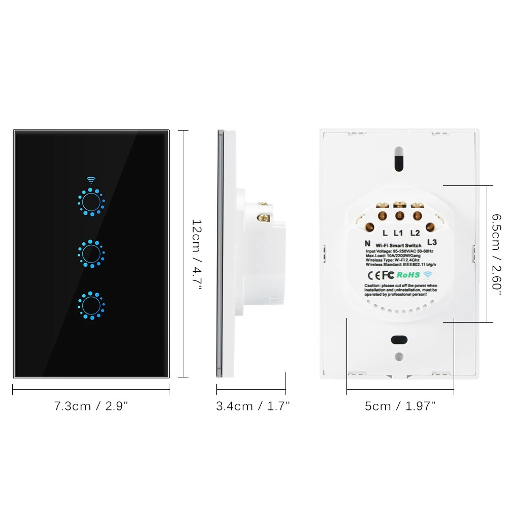 QWE-Contact Light Switch Wifi Smart Home Wall Switch US/ AU Standard For Google Home Alexa Smart Life APP