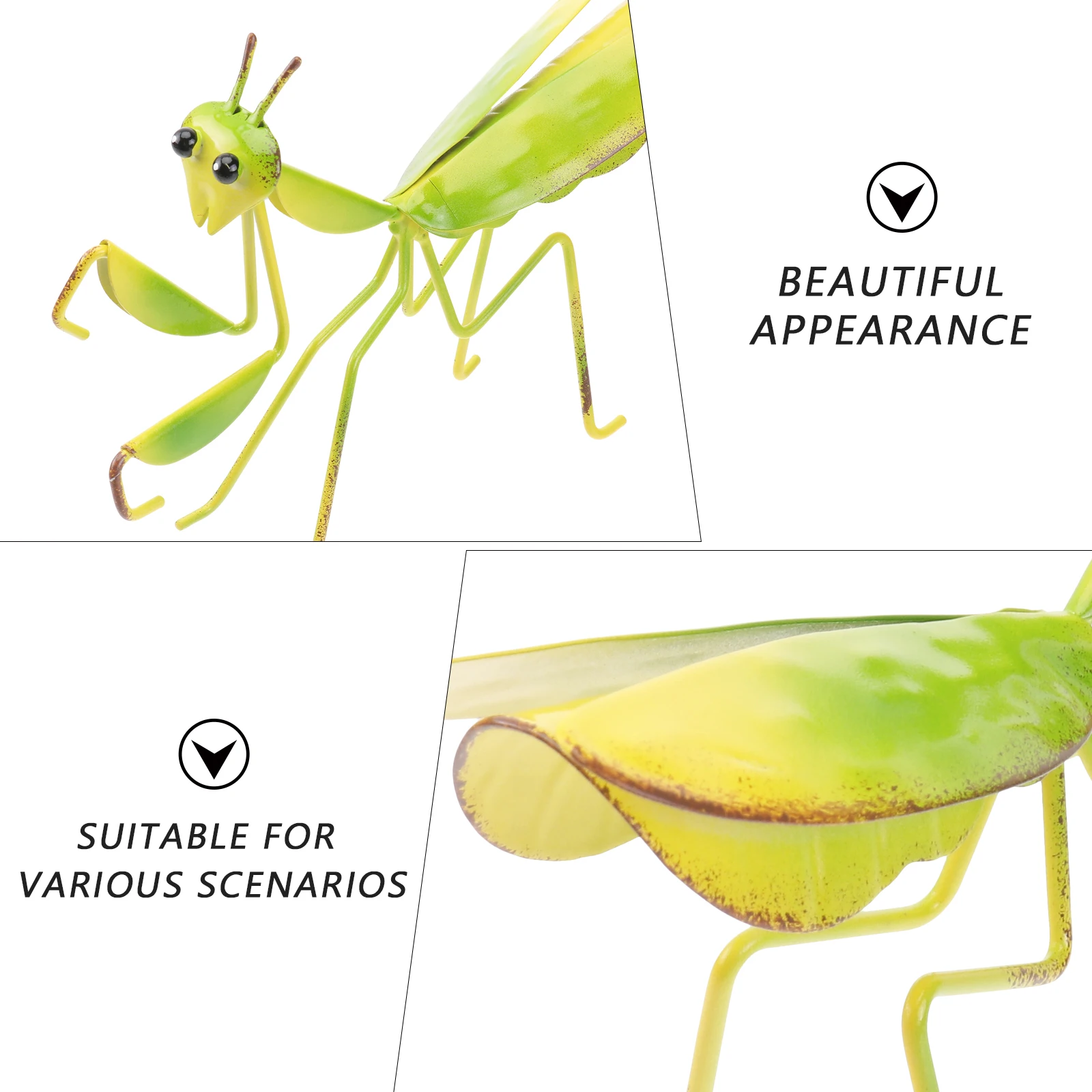 

3 pcs Praying Mantis Ornament Garden Rustic Yard Lawn Metal Insect Figurine Hanging Home Wall Art Animal Sculpture Outdoor Decor