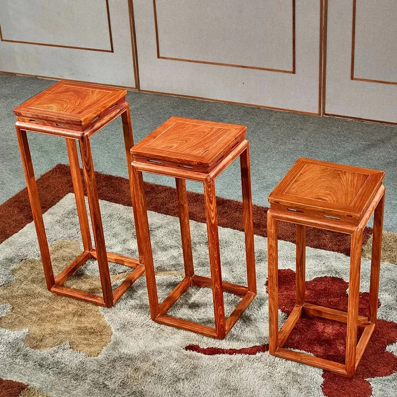 Supply Mahogany Hedgehog Red Sandalwood Flower Stand New Chinese Simple Solid Wood Bonsai Shelf Rosewood Wood