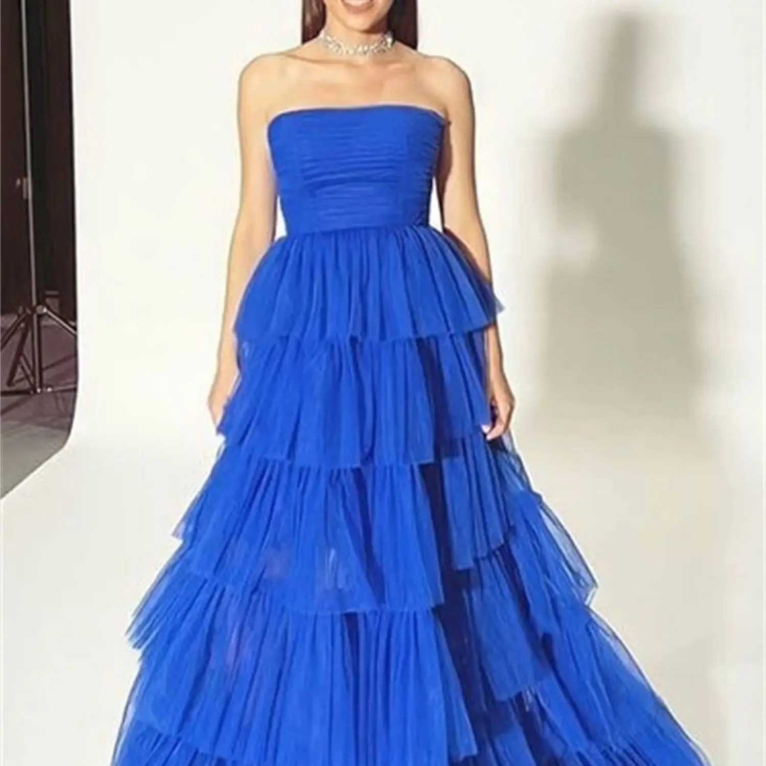 

Aileen Tube Top Blue Multi-layer Chubby Elegant Party Dresses on Offer Liquidation Evening Woman Gala Prom Wedding Dress 2024