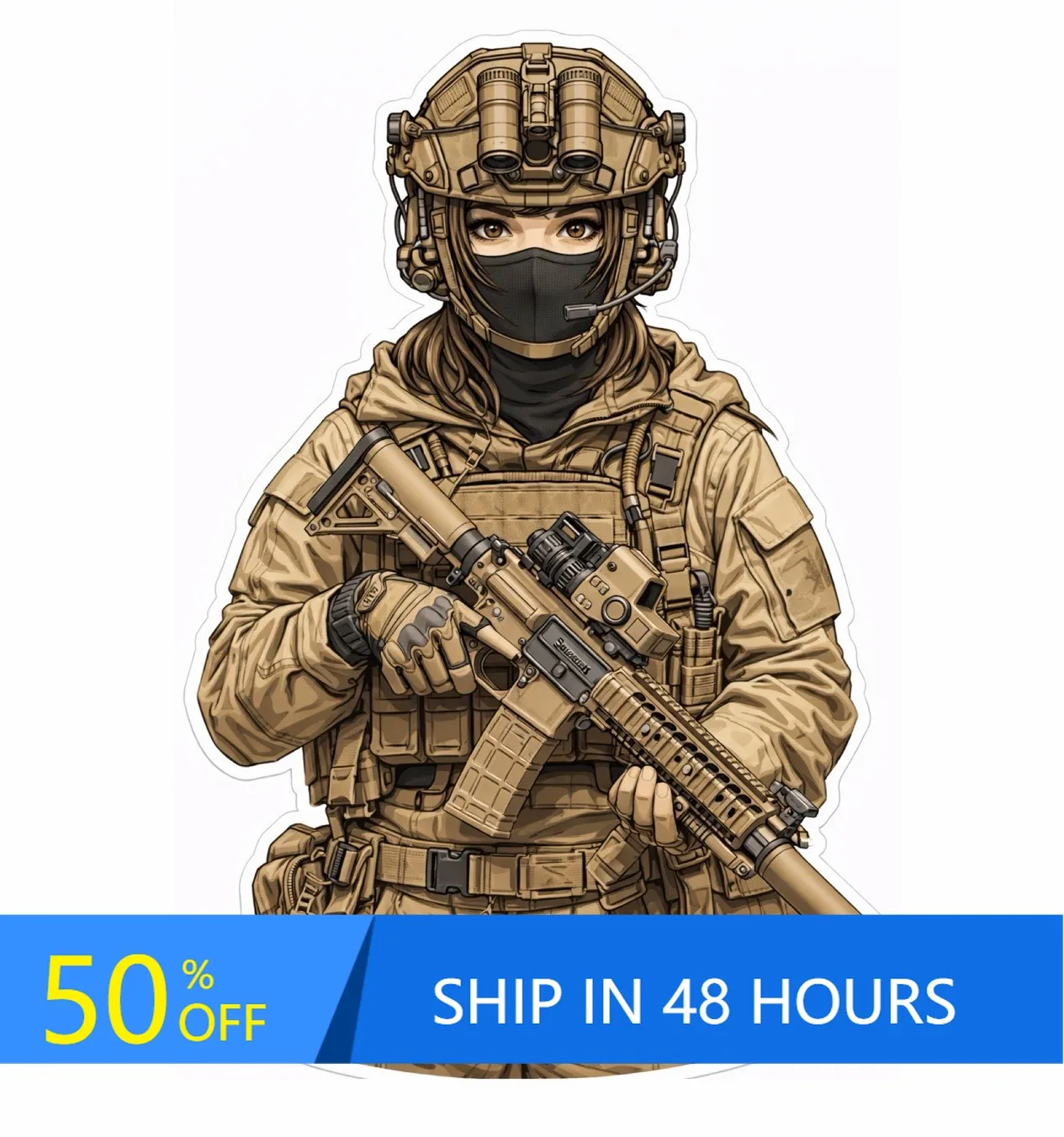 

Tactical Girl AR Gun Cool Laptop Walls Motor Home Camper Van Decoration Aesthetic Funny Cute