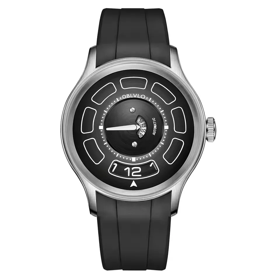OBLVLO Men Automatic Watch 41MM Luxury Mechanical Wristwatch Luminous 5ATM Waterproof Sapphire Rotatable Dial