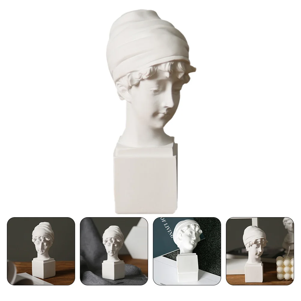 

1Pcs Britain Girl Resin Sculpture White Desktop Decoration Office Home Art Sketching Practice Bust Ornament Human Figurine