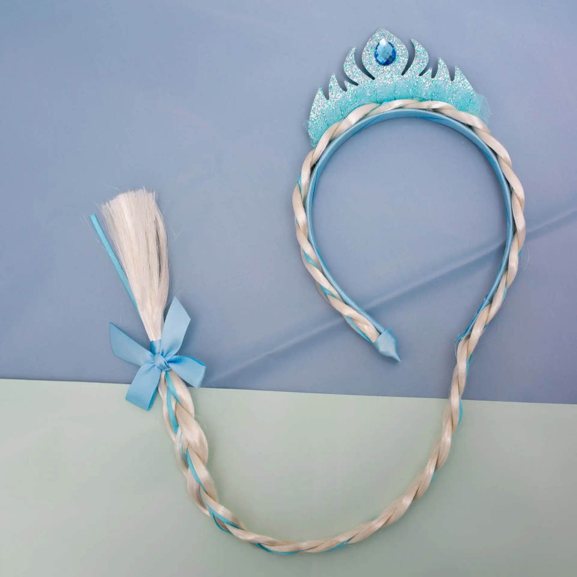 Frozen Elsa Prinzessin Krone Stirnband Kleines Mädchen Perücke Zopf Schleife Kinder Cosplay Party Haaraccessoires – Detail 15