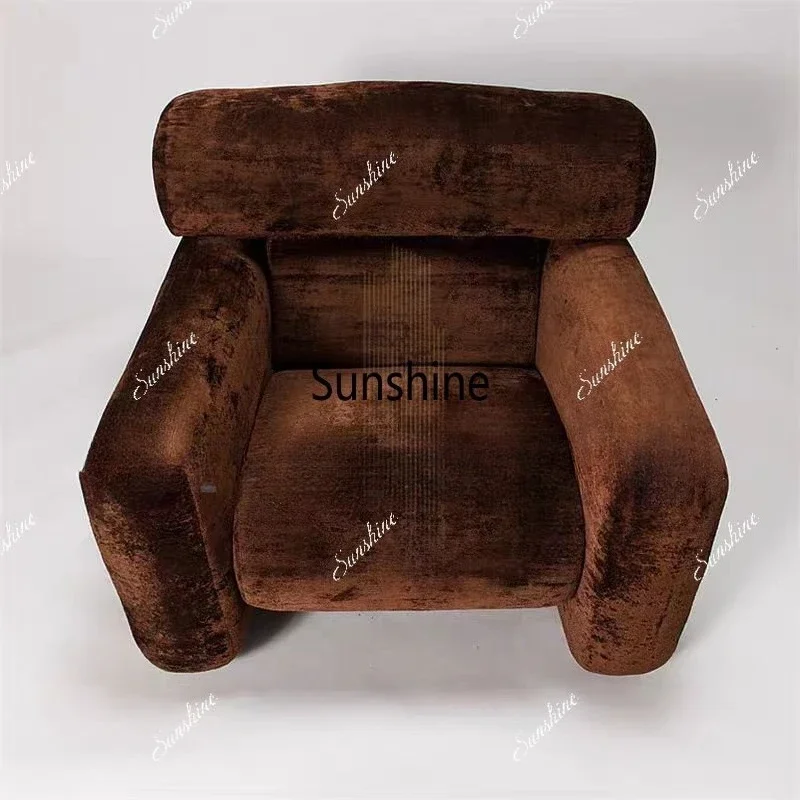 Classic single sofa antique stainless steel living room niche velvet sofaTJ