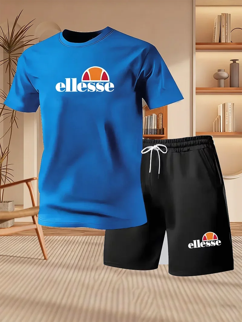 Nouveautés d'été pour hommes, vêtements de sport décontractés pour l'extérieur, t-shirt imprimé, ens