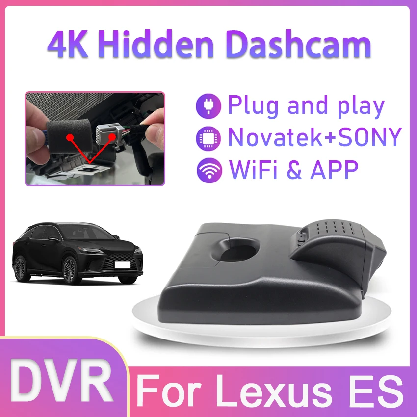 

4K Hidden Dash Cam For Lexus ES ES200 ES250 ES260 ES300H 2019 2020 2021 2022 2023 Plug and play Car DVR Front Dash Camera 2160P