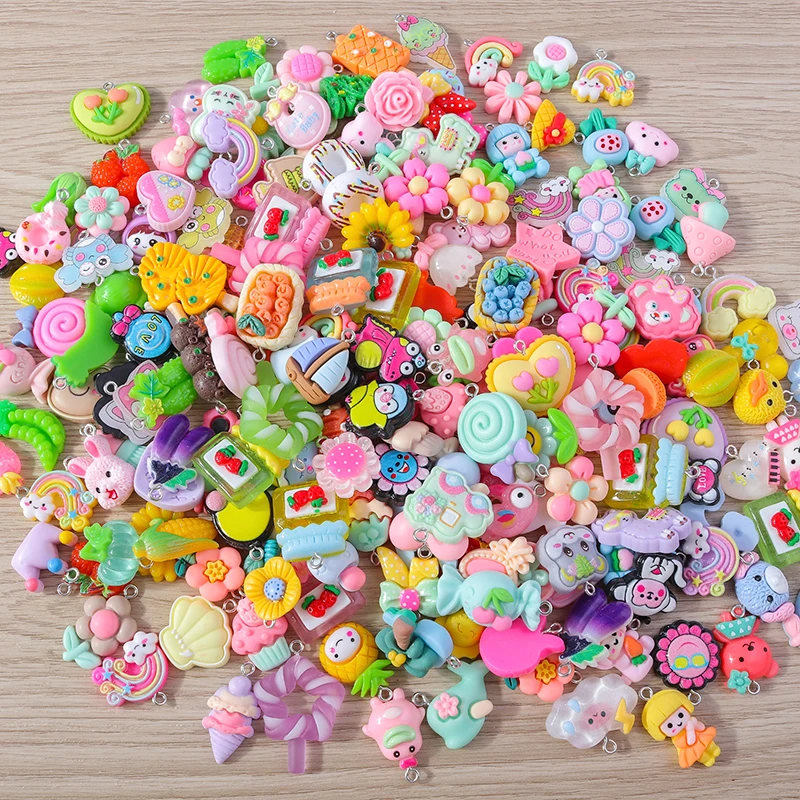 Tusember 10/20/30 Stück niedliche Harz-Anhänger, Tier-, Blumen-, Lebensmittel- und Frucht-Charms für Ohrringe, Armbänder, Schlüsselanhänger, DIY, handgefertigt – Detail 2