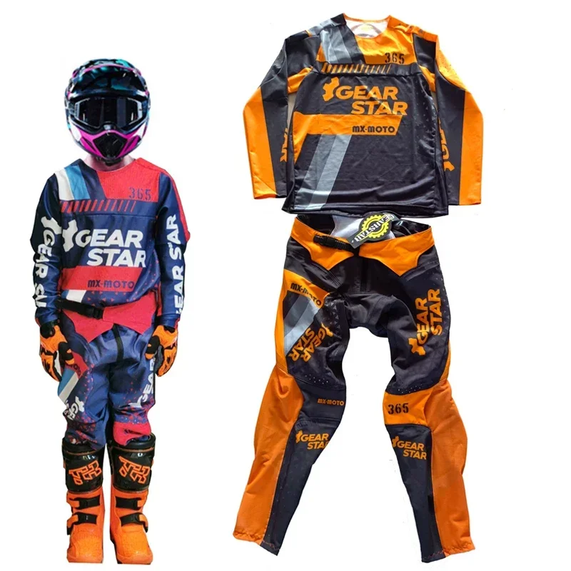 GEAR STAR Kids Motocross Dirt Bike Racer Suits Motorcycle Off Road Riding Jersey & Pants Children Bike  Cycling Clothing Set