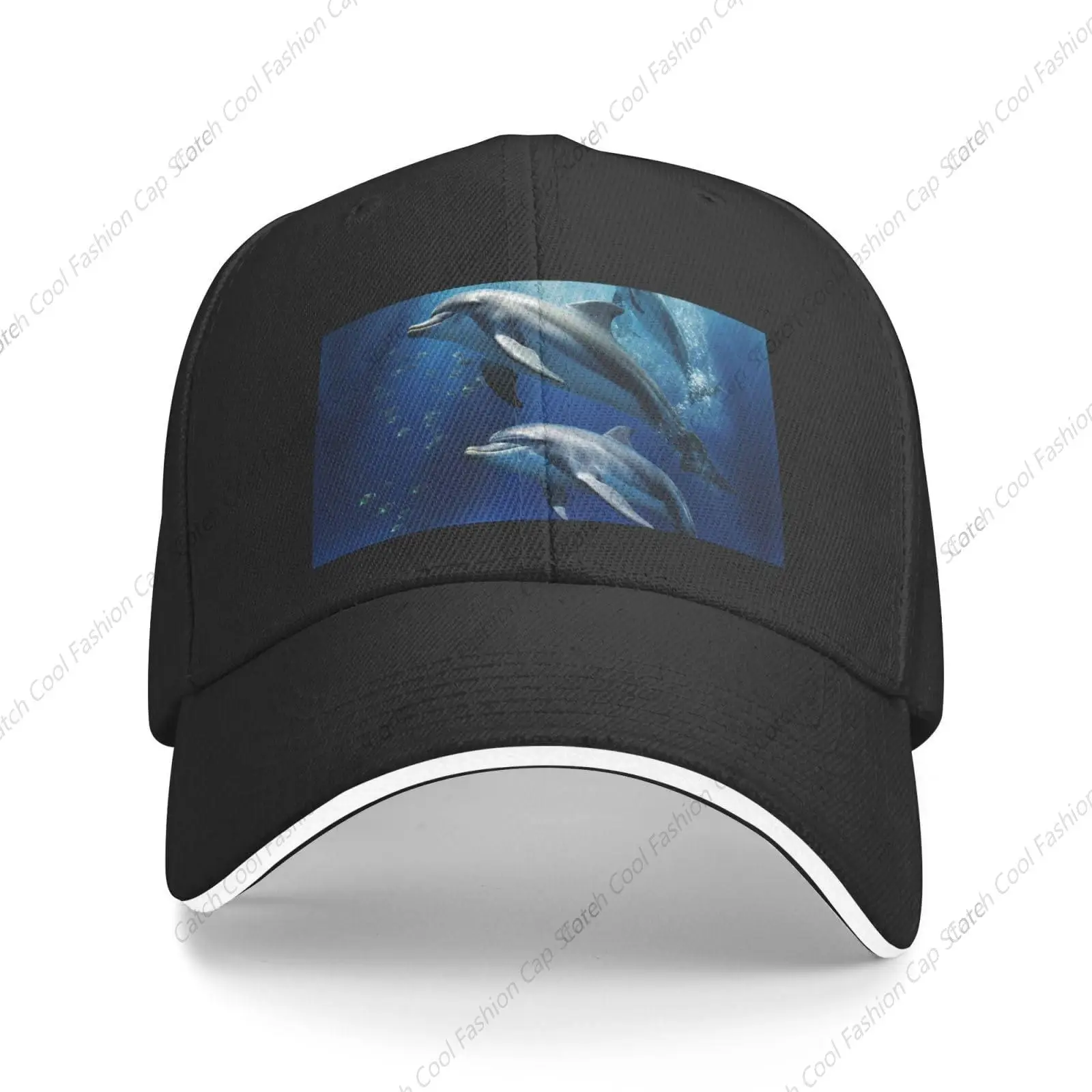 Unisex Dolphins Print Baseball Cap, Trucker Hat, sanduíche, pato, língua, ajustável, esportes, ao ar livre, viagens, diariamente, moda, bonito