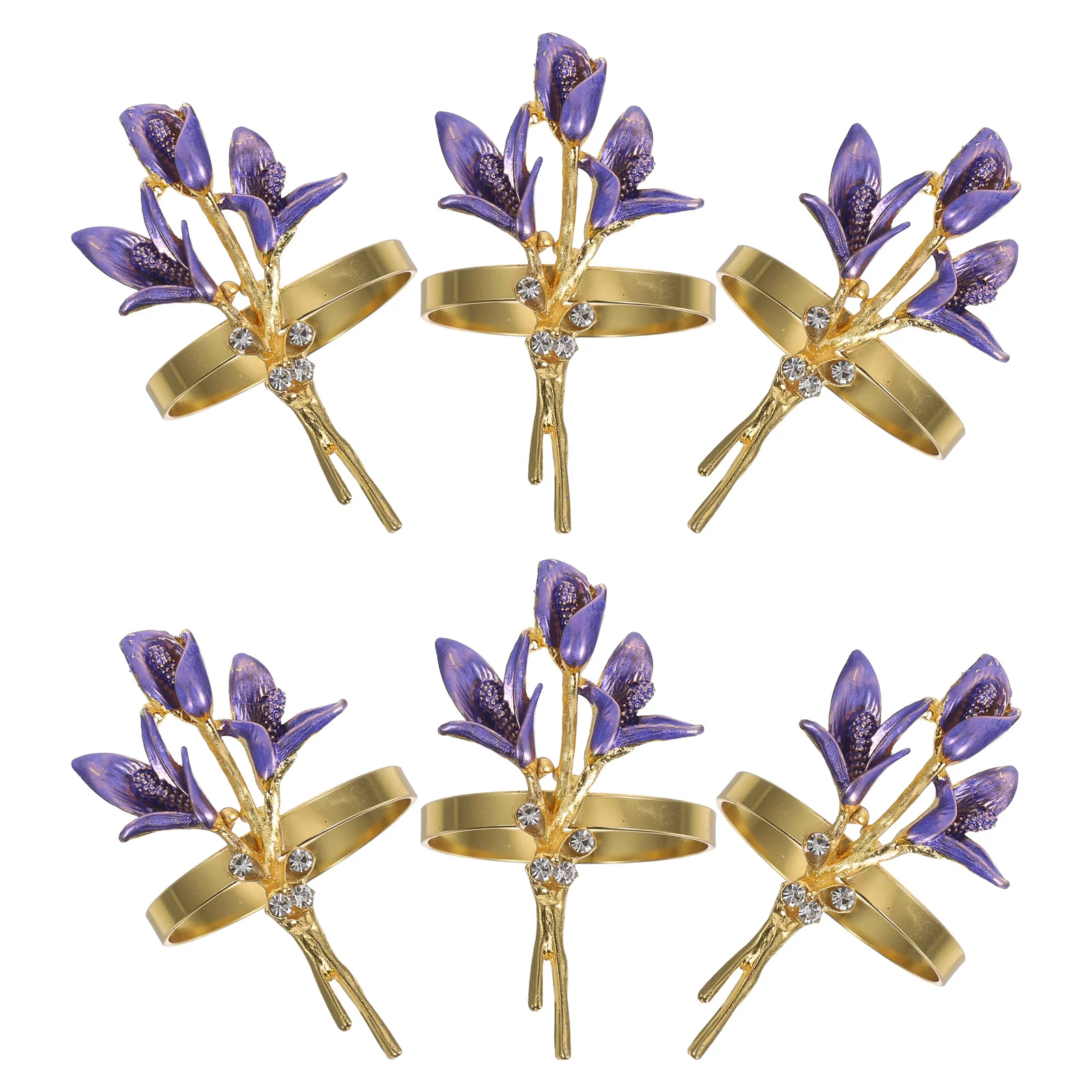 

6 pcs Metal Floral Napkin Rings Tulip Flower Napkin Holders For Wedding Party Table Decor, Zinc Alloy Serviette Buckles For
