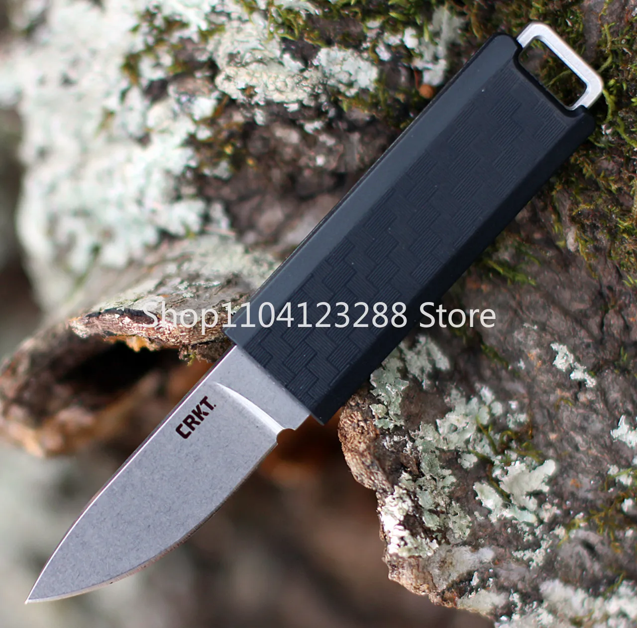 Mini Pocket Fixed Stone Wash Blade Knife with Glass Reinforced Nylon Handle Sheath Outdoor Tactical Utility Multi Small EDC Tool