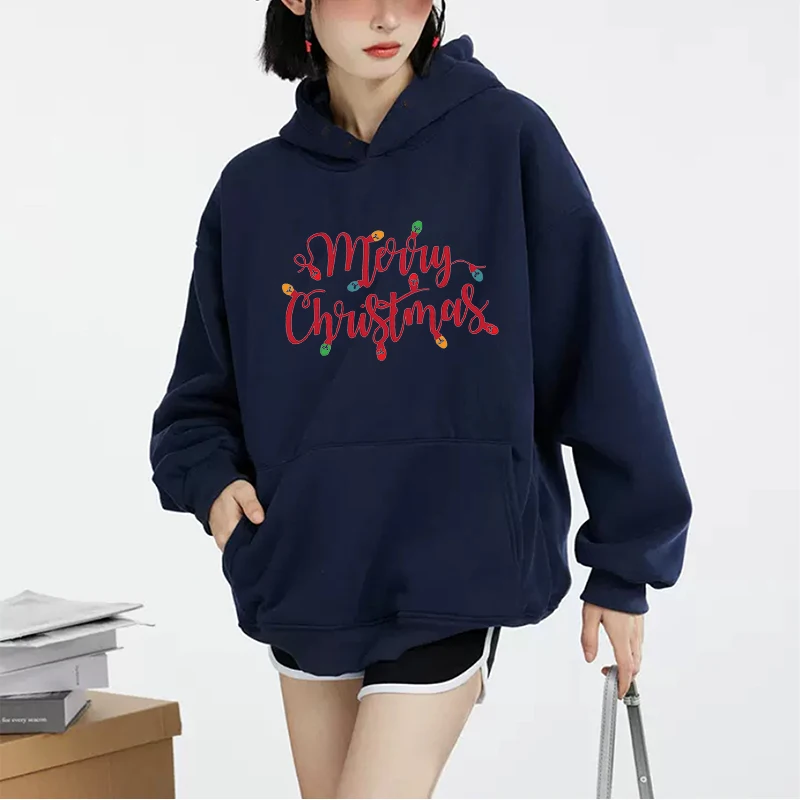 Merry Chrismas Sweatshirts Simple Style Text Printing Hoodie Streetwear For Men Women Warm Autumn And Winter Clothing