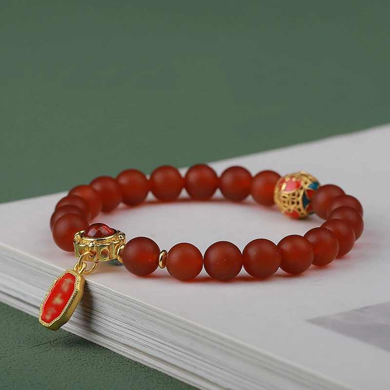 Yonghegong Zodiac Rabbit Guardian Bracelet Tianhe Stone Malachite Amulet HandString Buddha Beads Crystal Jade for Men and Women