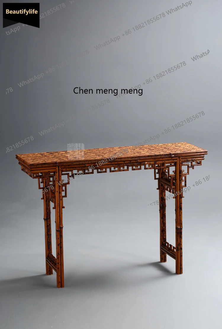 B456 Natural black Xiangfei bamboo strip case, small strip few flat head desk boutique retro antique table furniture