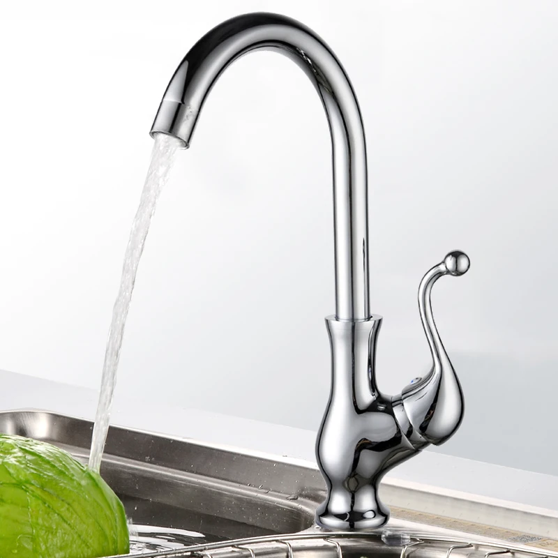 

Kitchen Faucet Antique Sink Tap 360 Swivel Water Outlet Single Handle Single Hole New and Cold Water Mixer Tap Wash Basin Faucet