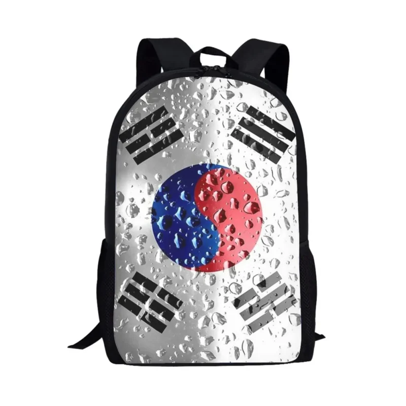 

South Korea Flag Print Backpacks Kids School Bag Girls Boys Multifunctional Book Bags Women Men Teenager Daily Storage Rucksack